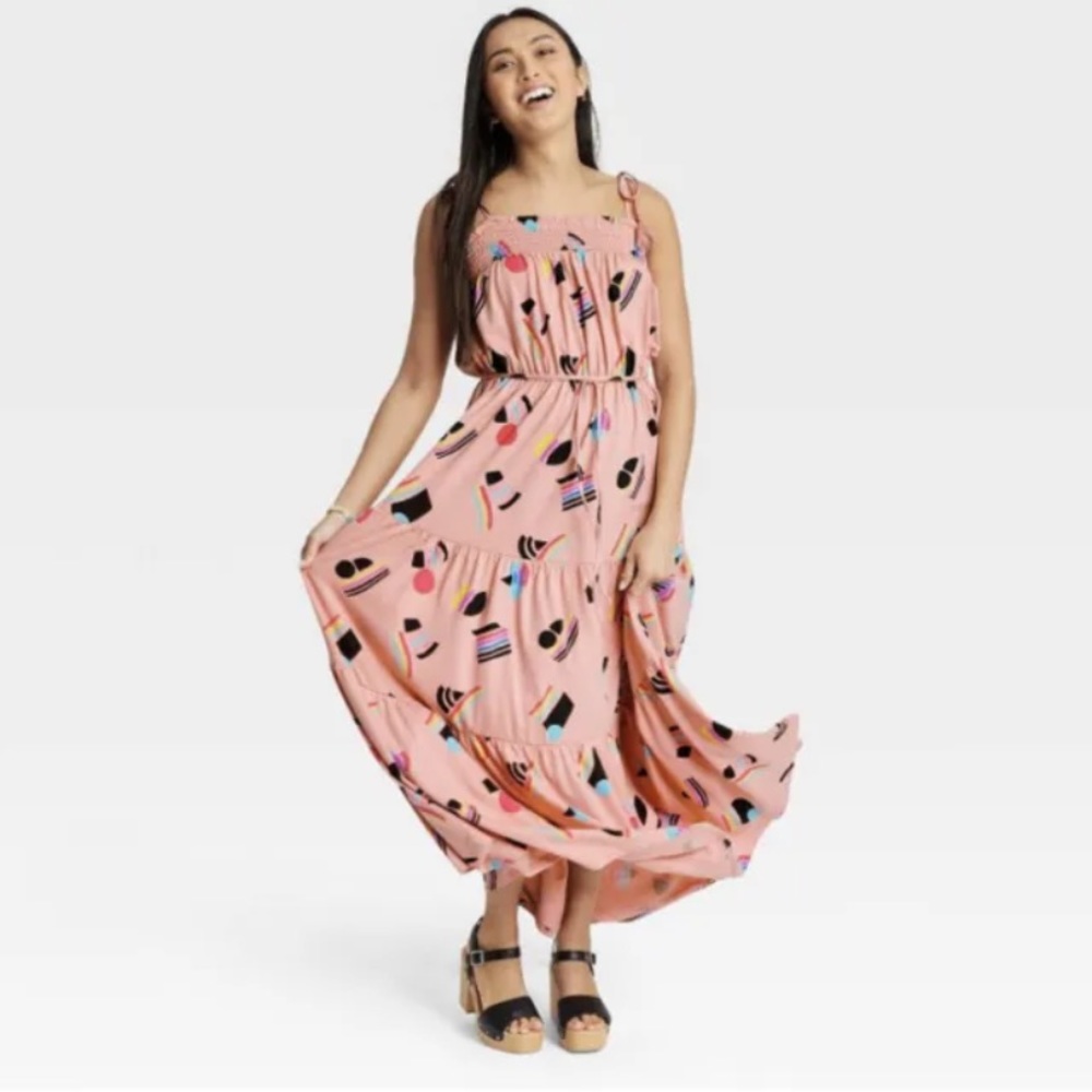 NEW GAY Pride FLAGS Adult Sleeveless Abstract Rainbow A-Line Dress Pink LGBTQIA
